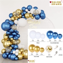 Gold-Mavi Balon Zincir Seti 