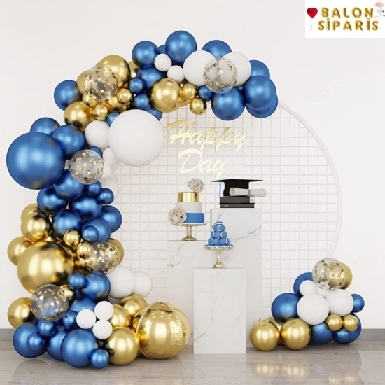 Gold-Mavi Balon Zincir Seti