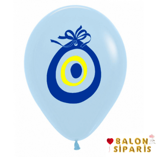 Mavi Nazar Boncuklu Balon  - 10 Adet