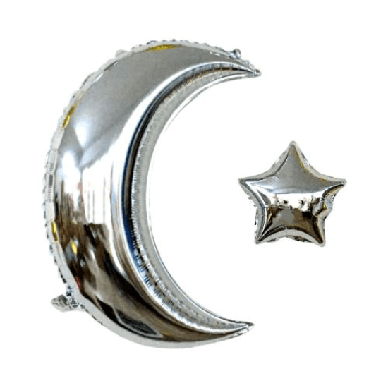 Ay Yıldız Folyo Balon Gümüş
