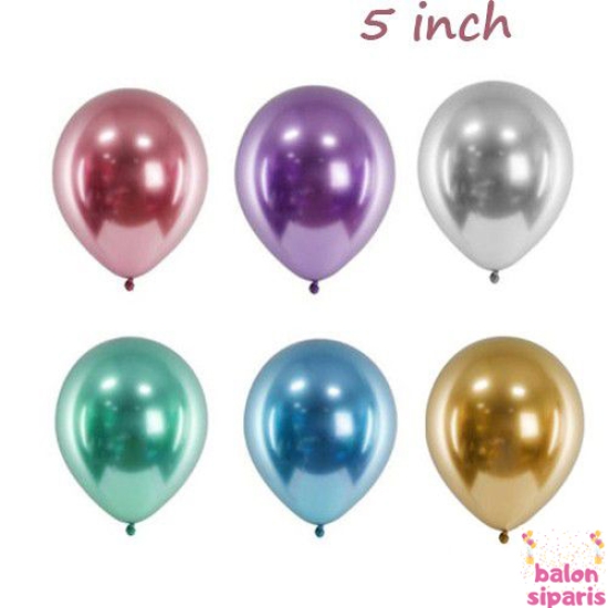 Mini Karışık Krom Balon 10 Adet