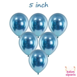 Mini Mavi Krom Balon 10 Adet