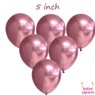 Mini Pembe Krom Balon 10 Adet