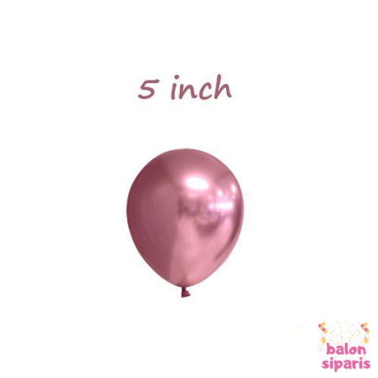 Mini Pembe Krom Balon 10 Adet