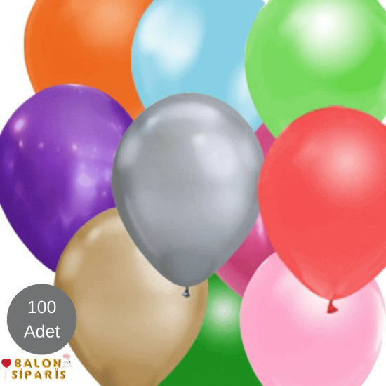 Karışık Balon Metalik 100 Adet