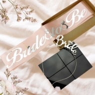 Bride To Be Kuşak ve Taç Set Pembe Gümüş