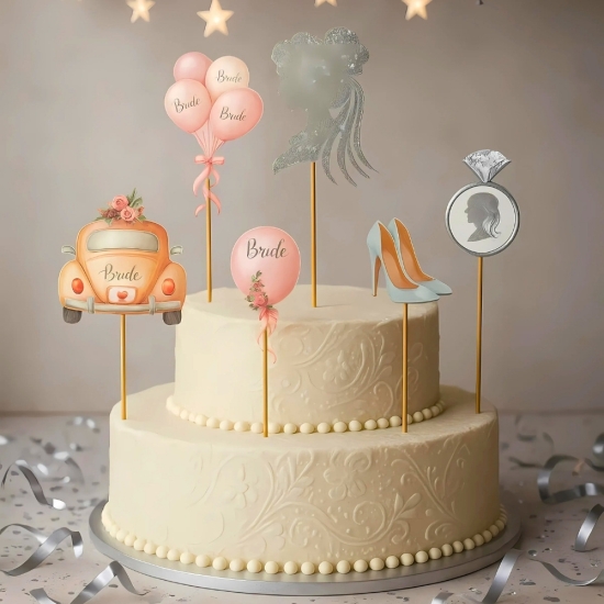 Bride To Be Pasta Süsü Kürdan 5 Adet Gümüş