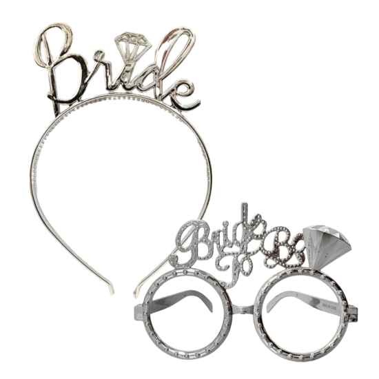 Bride To Be Plastik Gözlük Taç Set Gümüş Bride To Be Plastik Gözlük Taç Set Gümüş