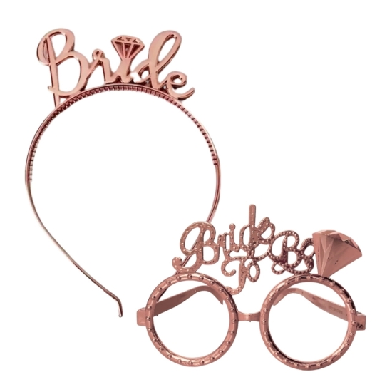 Bride To Be Plastik Gözlük Taç Set Rose Gold Bride To Be Plastik Gözlük Taç Set Rose Gold