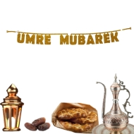 Umre Mubarek Yazısı Gold Umre Mubarek Yazısı Gold