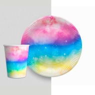 Gökkuşağı Tabak Bardak Set Gökkuşağı Tabak Bardak Set