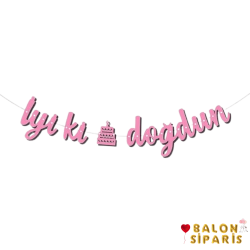 İyi Ki Doğdun Kaligrafi Banner Pembe