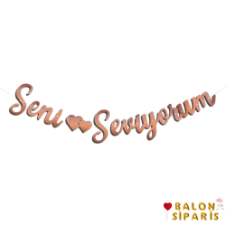 Seni Seviyorum Kaligrafi Banner Rose