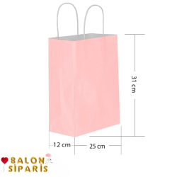 Karton Çanta Düz Pembe 31 Cm