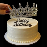 Pasta Tacı Tam Tur Gümüş Renk Mika Taç Aksesuar Pasta Tacı Tam Tur Gümüş Renk Mika Taç Aksesuar