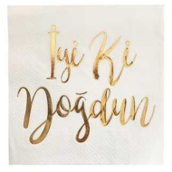 İyi ki Doğdun Yazılı Varaklı Gold Peçete