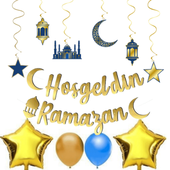 Hoşgeldin Ramazan Mavi Dekor Seti