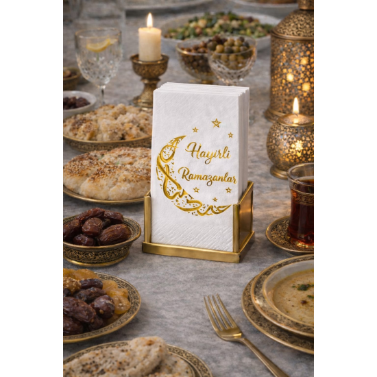 Hayırlı Ramazanlar Ramazan Yaldızlı Peçete 12 Adet Hayırlı Ramazanlar Ramazan Yaldızlı Peçete 12 Adet