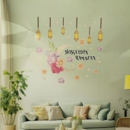 Hoş Geldin Ramazan Çiçekli Yapışkan Sticker 34x47 cm Hoş Geldin Ramazan Çiçekli Yapışkan Sticker 34x47 cm