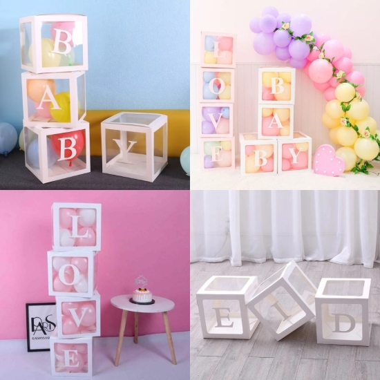 Şeffaf Balon Kutu Beyaz 17 cm