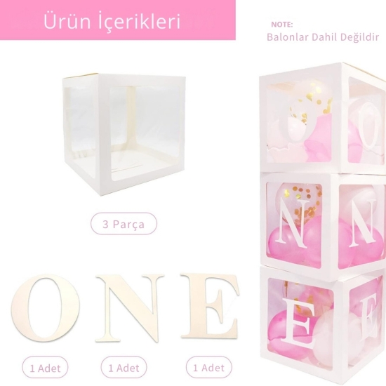 ONE Yazılı Şeffaf Kutu Harf Beyaz 25 cm