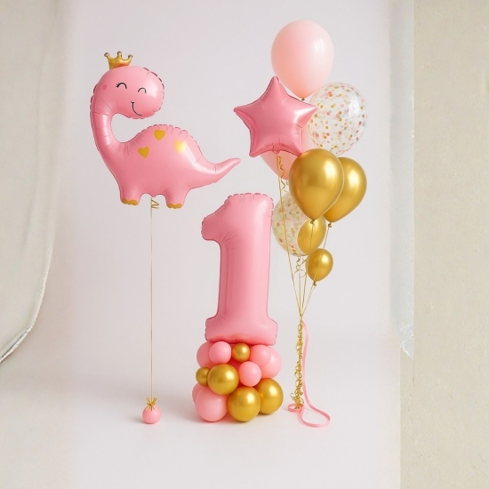 Pembe Dinozor Uçan Balon Demeti