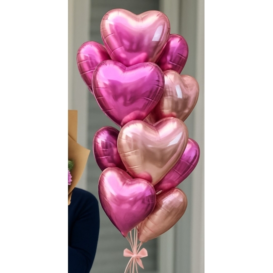 Kalp Balon ve Çiçek Buketi Seti