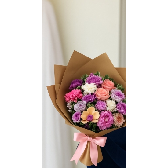 Kalp Balon ve Çiçek Buketi Seti