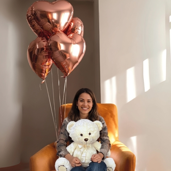Sevgiliye Pelüş Ayı ve Uçan Balon Demeti Sevgiliye Pelüş Ayı ve Uçan Balon Demeti