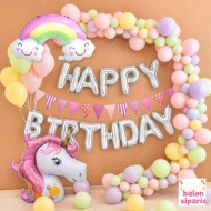 Unicorn Balon Zinciri ve Gökkuşağı Balon Seti Kendin Yap