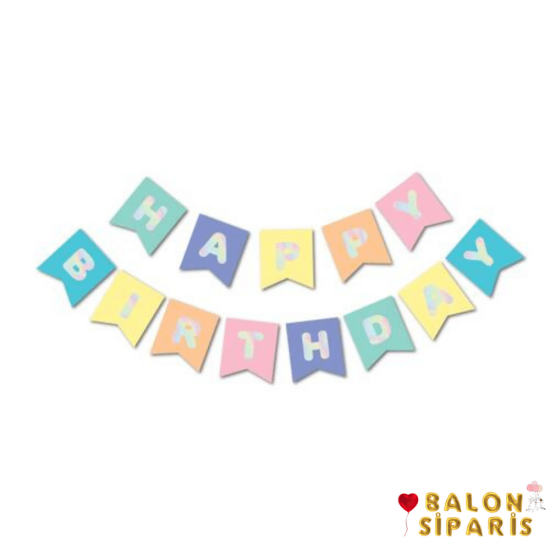 Happy Birthday Macaron Hologram Banner