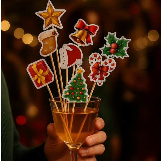 Yılbaşı Kokteyl Kürdanı 8 Adet Yılbaşı Kokteyl Kürdanı 8 Adet