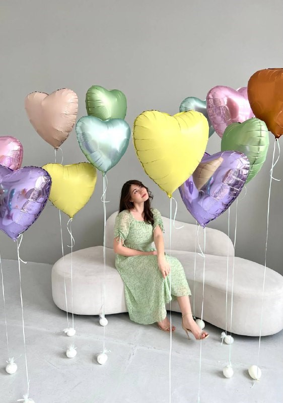 Karışık renk kalp uçan balon seti, özel günler için