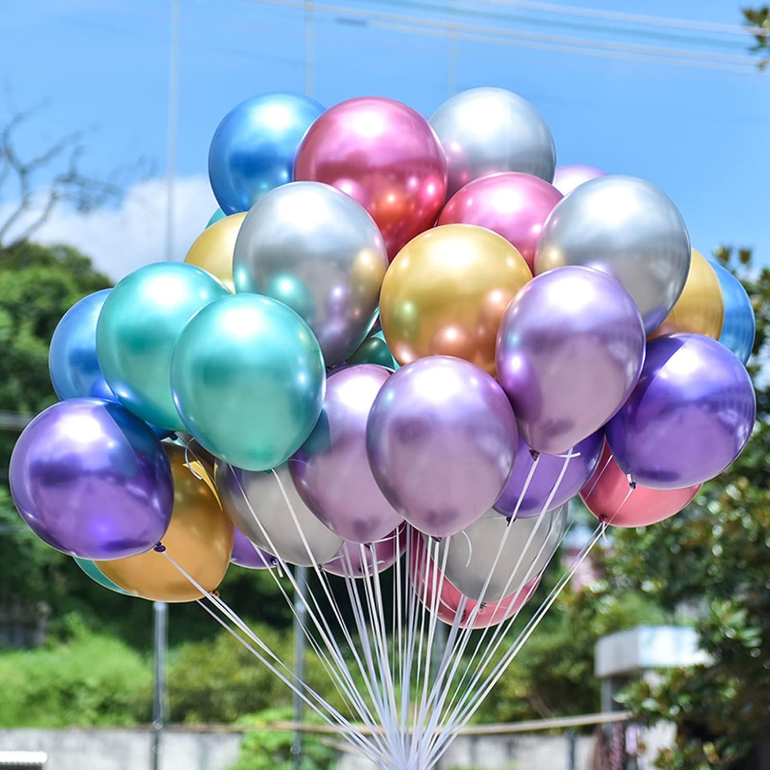 Krom uçan balon demeti karışık renklerde