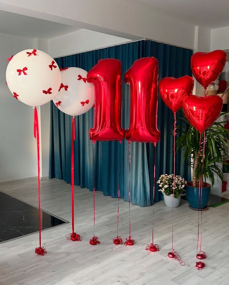 Kırmızı 11 rakam folyo balon